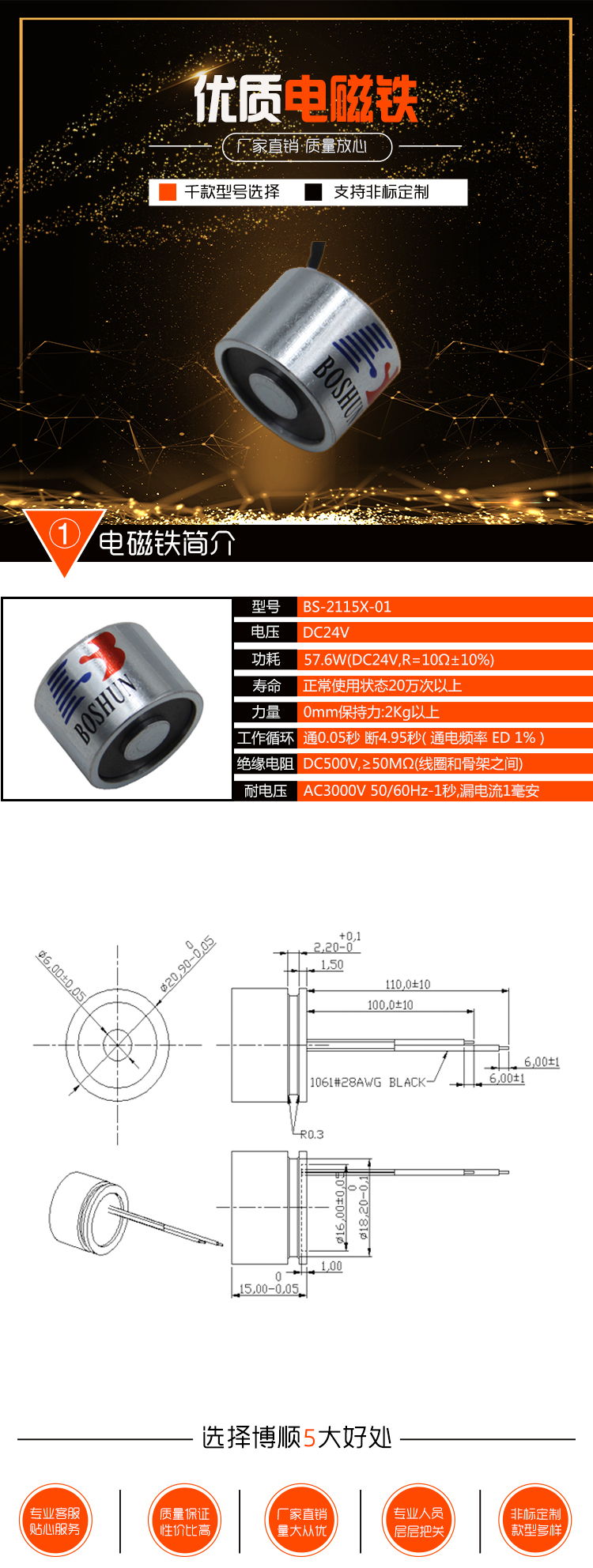 機械手臂電磁鐵吸盤BS-2115X-01