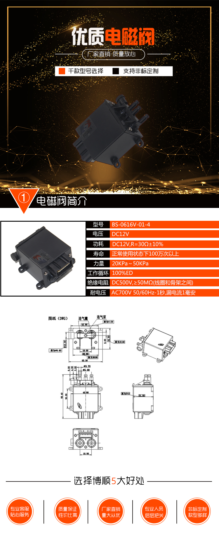 汽車座椅電磁閥 BS-0616V-01-4