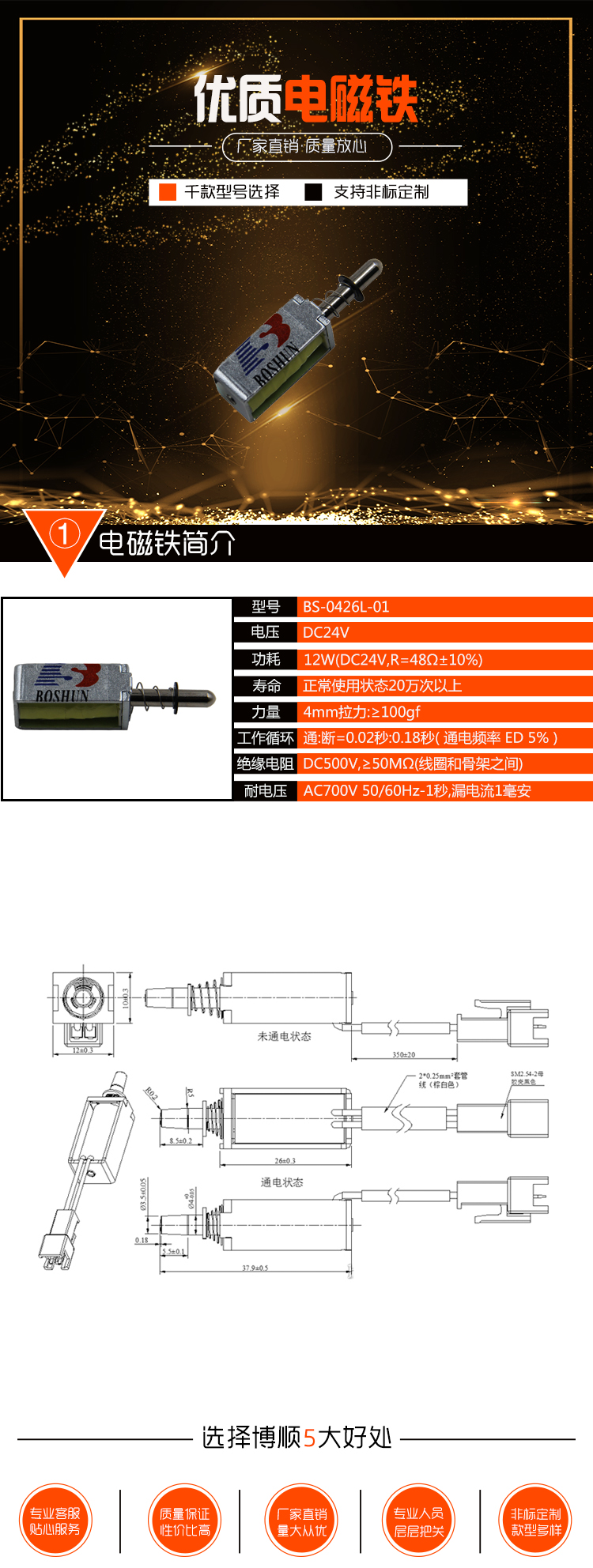 細紗機電磁鐵 BS-0426L-01